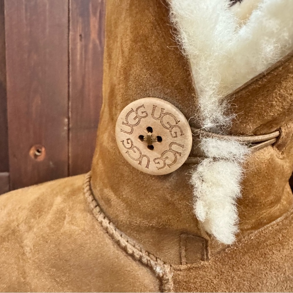 UGG Chestnut Suede Shearling Button Short Boots - image 5